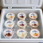 탐앤탐스 빙수 포장으로 시원한 여름나기 탐앤탐스 빙수 포장 상태를 보여주는 사진 아이스박스 안에 빙수 컵과 아이스팩이 들어 있다