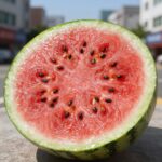 수박 상하면 시큼한 이유와 신선하게 먹는 방법 신선한 수박 단면 - 붉은 과육과 검은 씨, 시원한 여름 과일