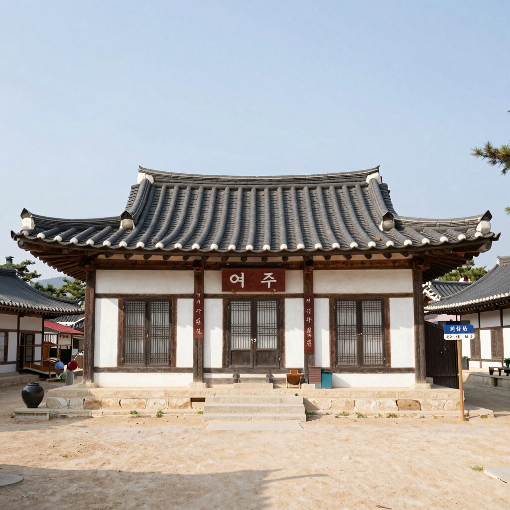 여주 소나무집 외관 기와집과 정원