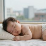 여름 아기 속싸개를 입힌 아기가 안정적으로 잠든 모습