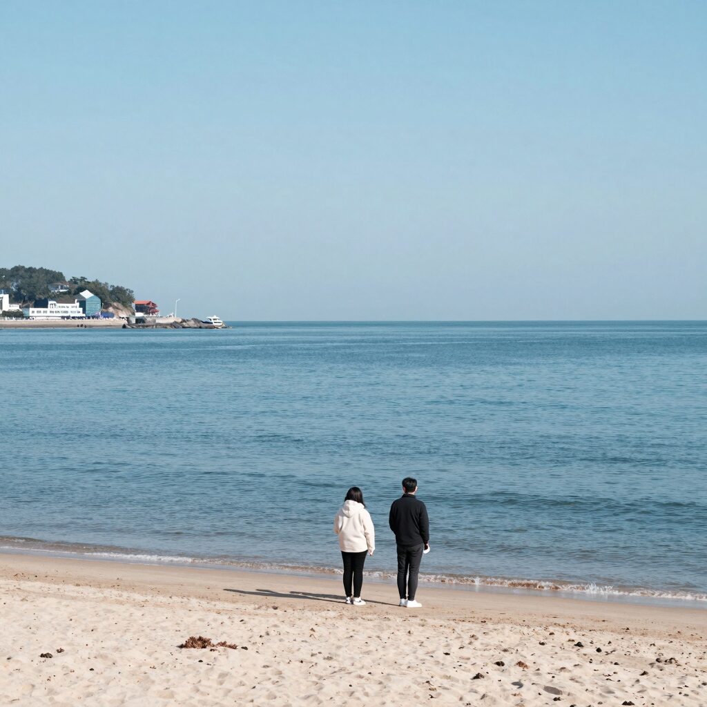 양양 해수욕장 추천 남애3리 해변의 잔잔한 바다와 모래사장