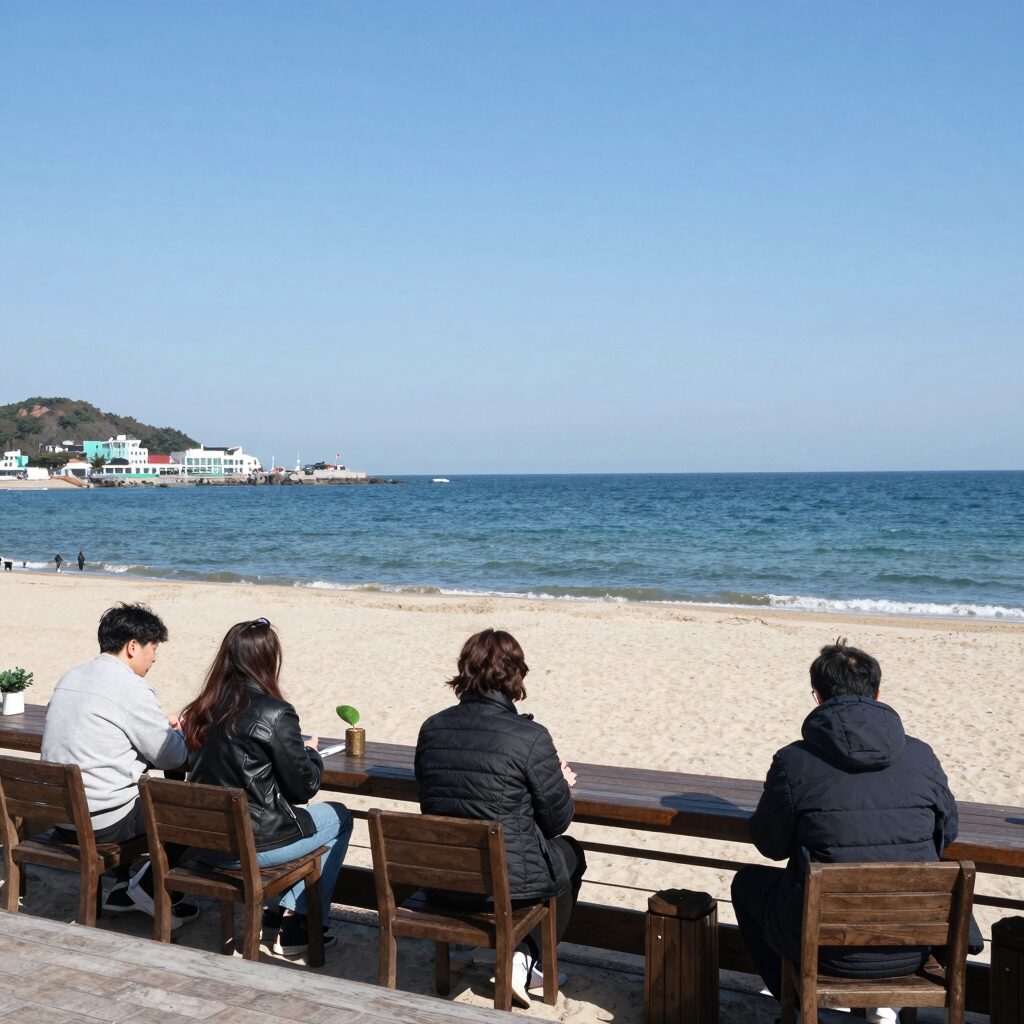 양양 잔교리해변 앞 모하나 카페에서 바라본 바다 풍경