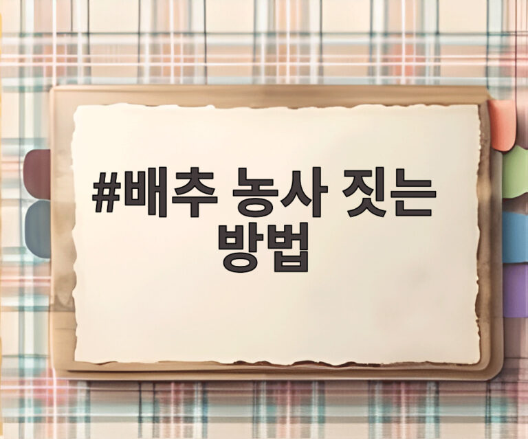 배추 농사 짓는 방법