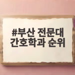 부산 전문대 간호학과 순위