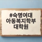 숙명여대 아동복지학부 대학원 합격 준비 숙명여대 아동복지학부 대학원